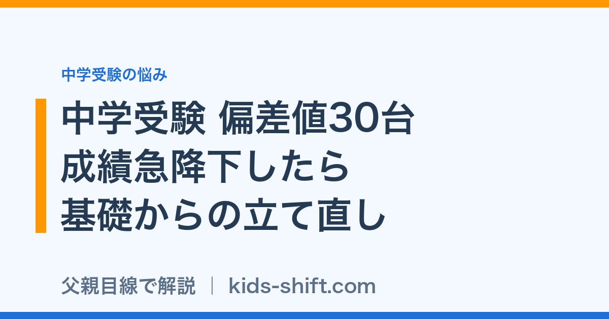 中学受験で偏差値30台・成績急降下したら｜基礎からの立て直し方【父親目線】